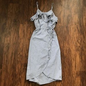 Pinstripe Blue and White Midi Dress